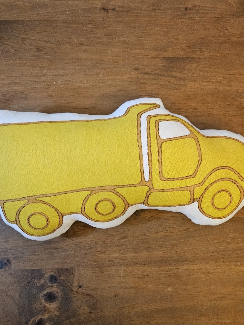 Crate & Barrel Kids Yellow Dump Truck Decorative Pillow Nursery Bedroom Bedding
